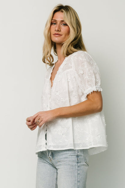 Pauline Embossed Top | Off White