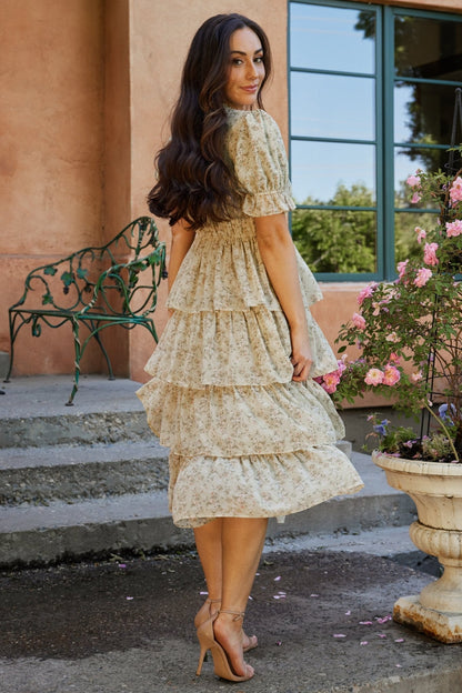 Pia Tiered Midi Dress | Light Sage Floral