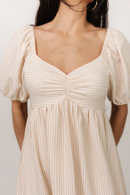 Poppy Midi Dress | Natural + Off White