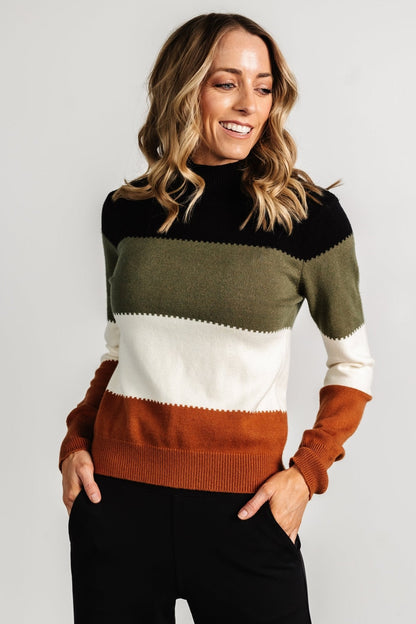 Porter Color Block Sweater | Black Multi