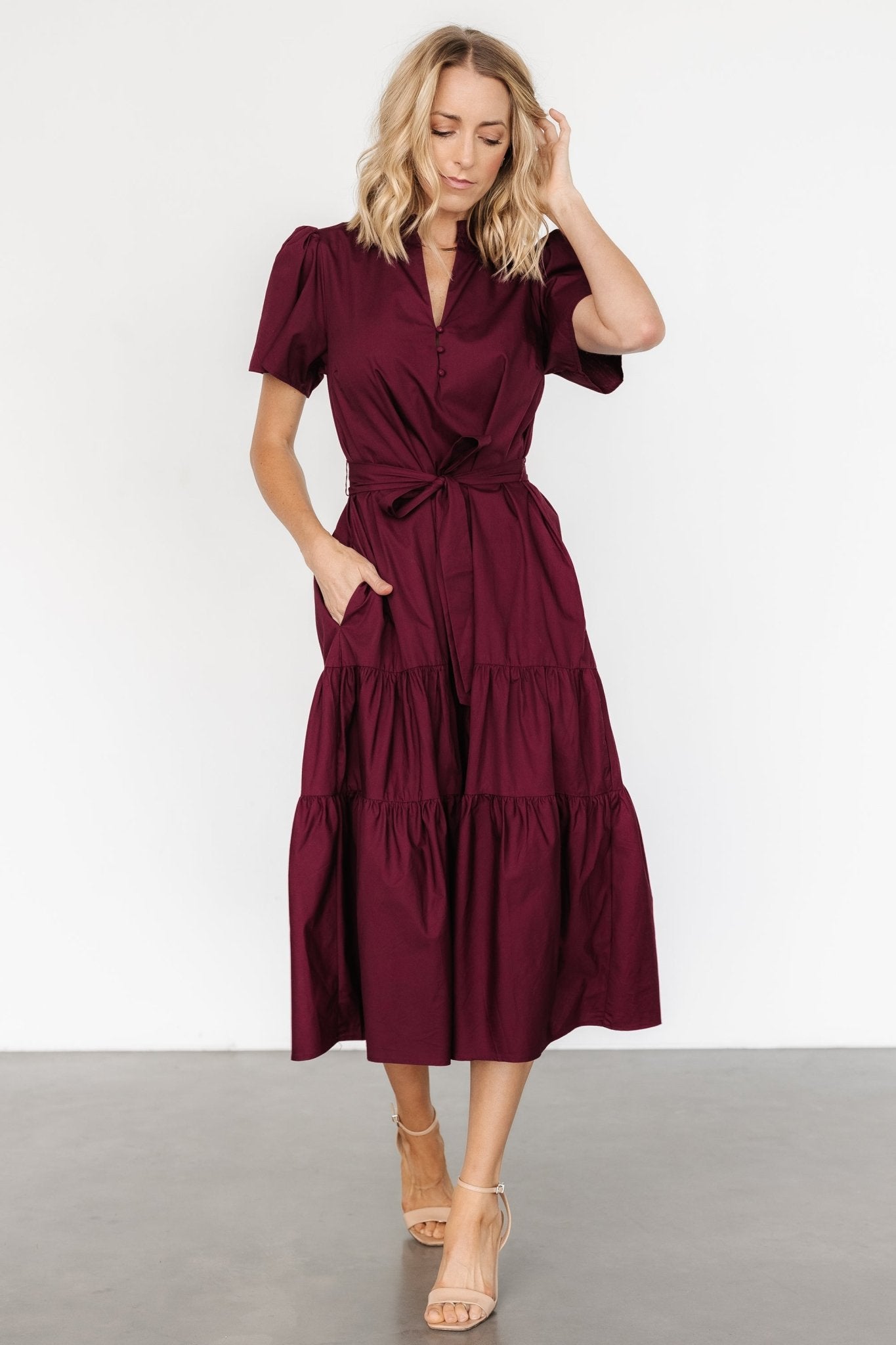 Providence Poplin Dress | Wine