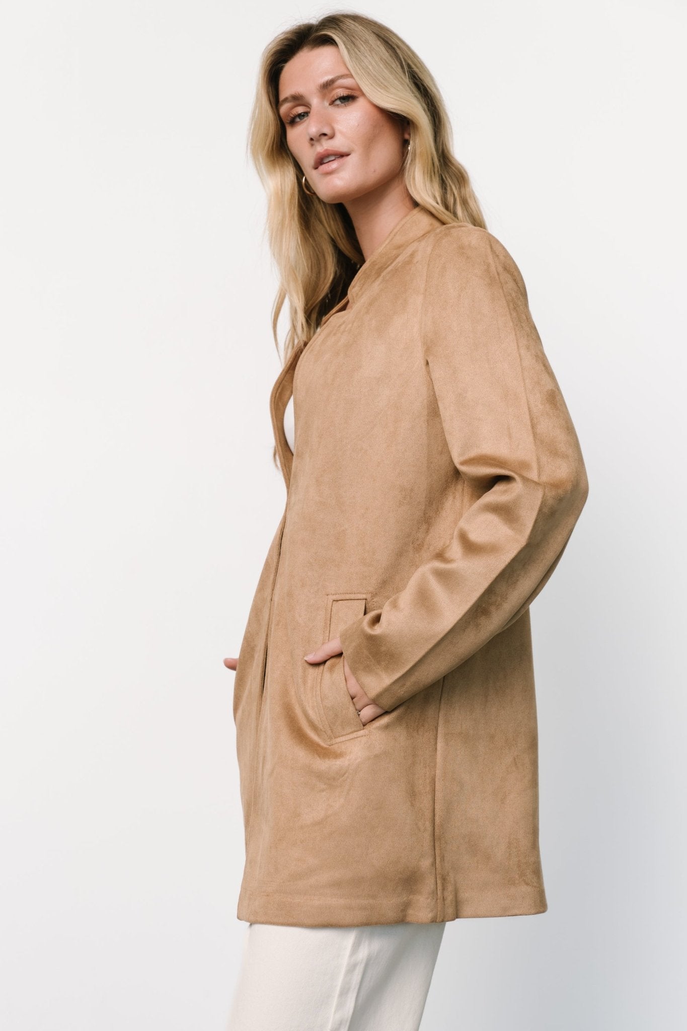Queenie Faux Suede Jacket | Camel