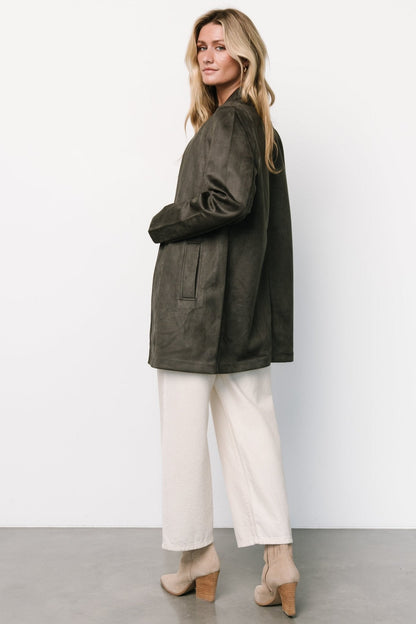 Queenie Faux Suede Jacket | Charcoal