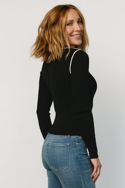 Quinlan Ribbed Top | Black