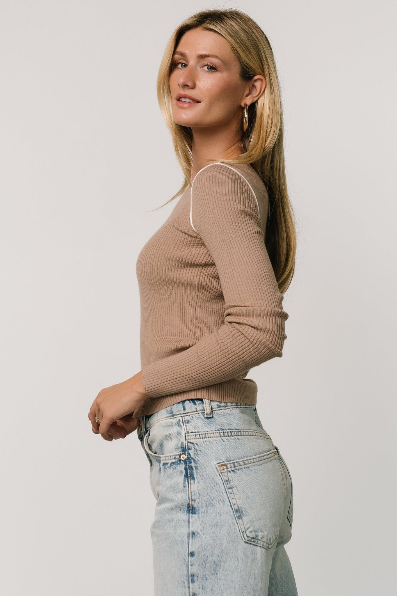 Quinlan Ribbed Top | Light Mocha