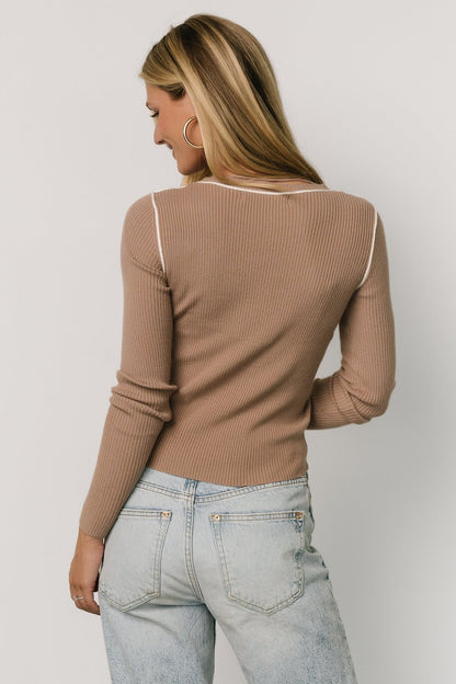 Quinlan Ribbed Top | Light Mocha