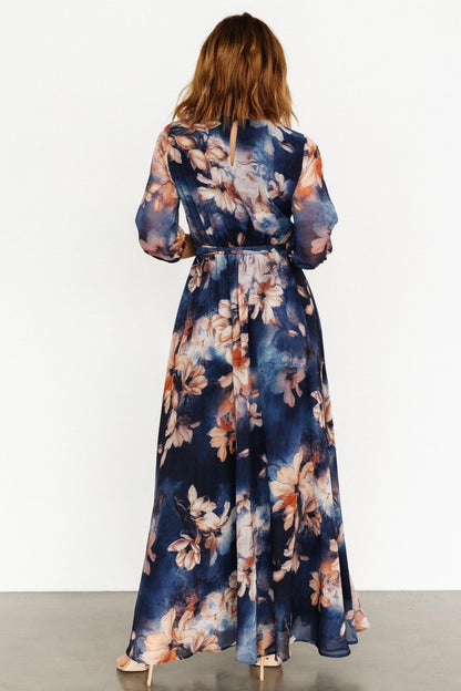 Rebecca Maxi Dress | Dark Blue Floral