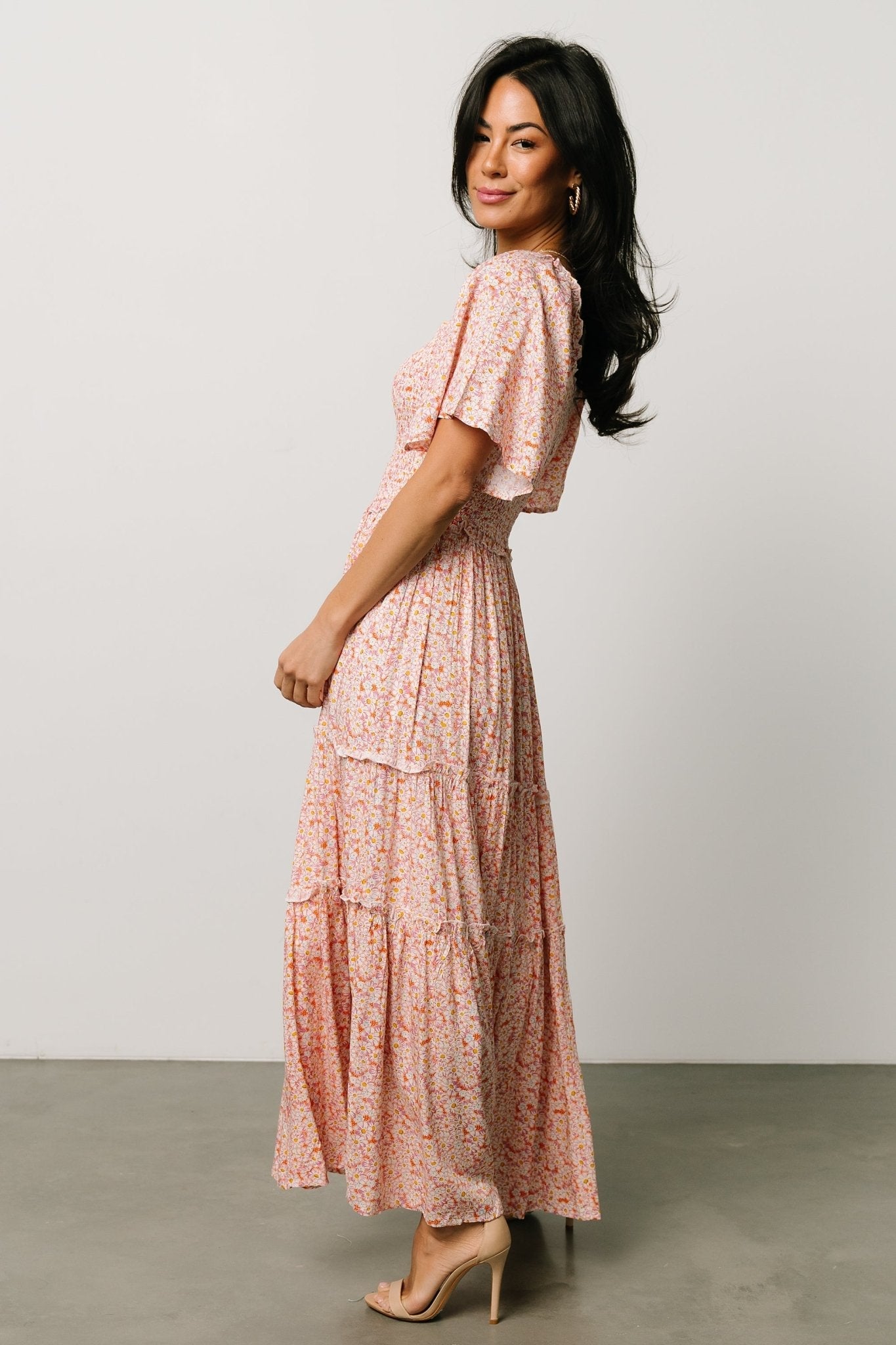 Regina Smocked Maxi Dress | Coral Floral