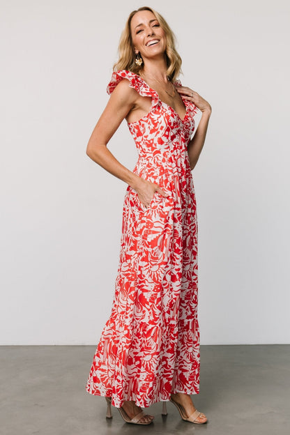 Renee Maxi Dress | White + Red