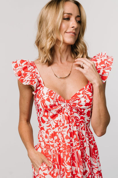 Renee Maxi Dress | White + Red