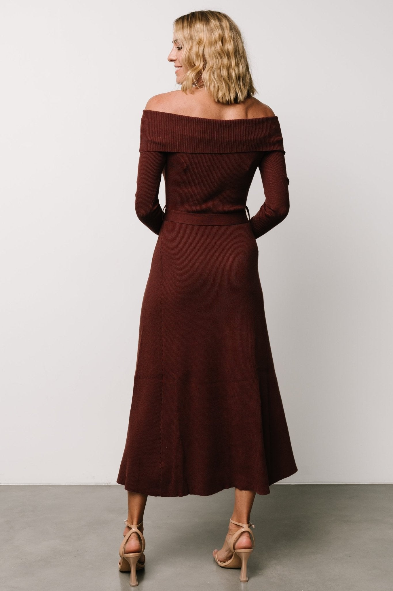 Rheta Off Shoulder Sweater Dress | Mahogany