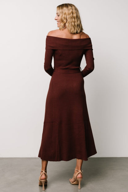 Rheta Off Shoulder Sweater Dress | Mahogany