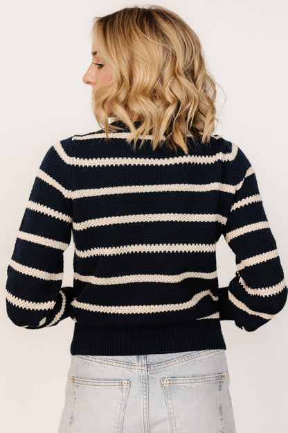 Rianne Knit Sweater | Navy + Cream Stripe