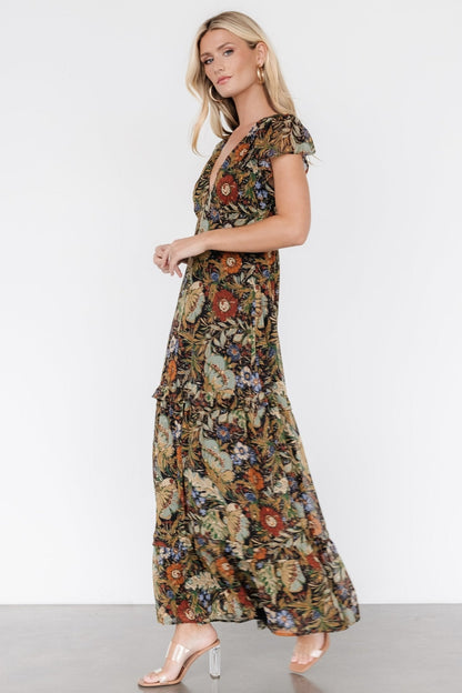 Riverwood Deep V Maxi Dress | Multi Floral