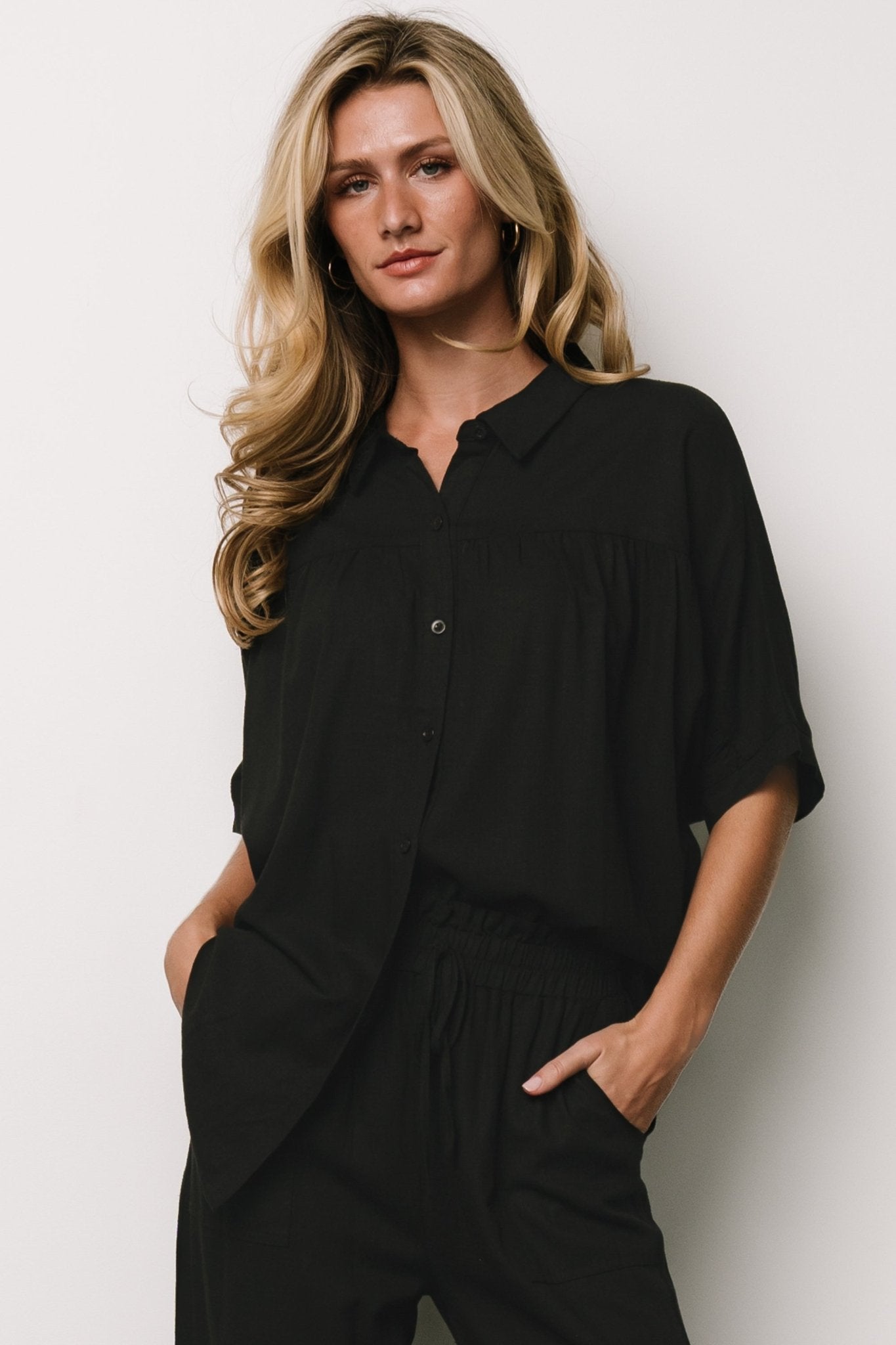 Romy Button Top | Black