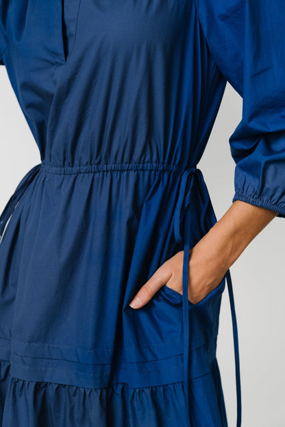 Santa Fe Poplin Midi Dress | Cobalt