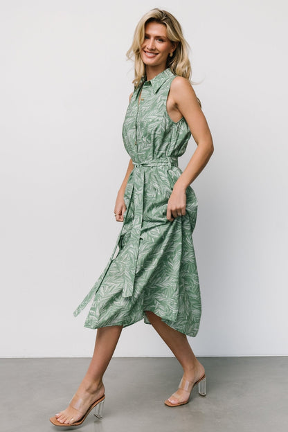 Scottie Button Tank Dress | Green Print