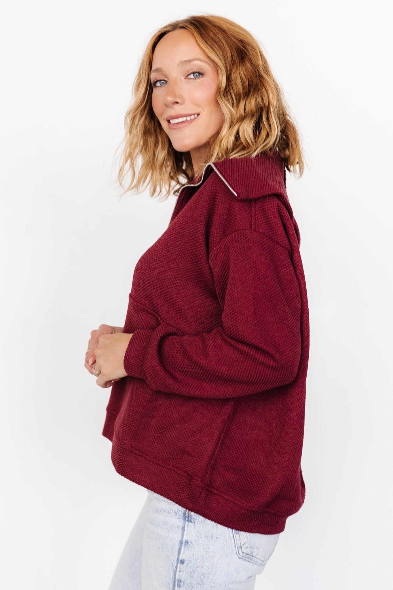 Shiloh Half Zip Pullover | Burgundy