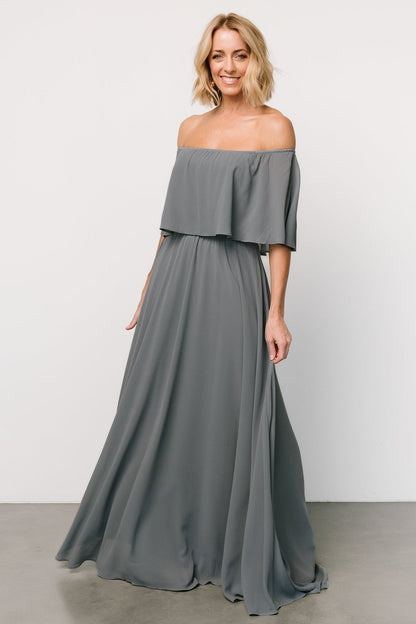 Sonia Off Shoulder Maxi Dress | Dusty Blue