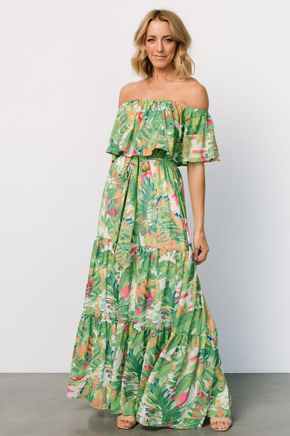 Sonoma Off Shoulder Maxi Dress | Green Multi
