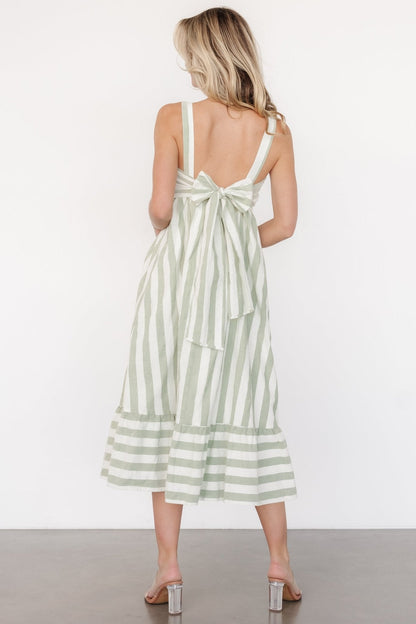 Soren Tie Back Dress | Sage Stripe