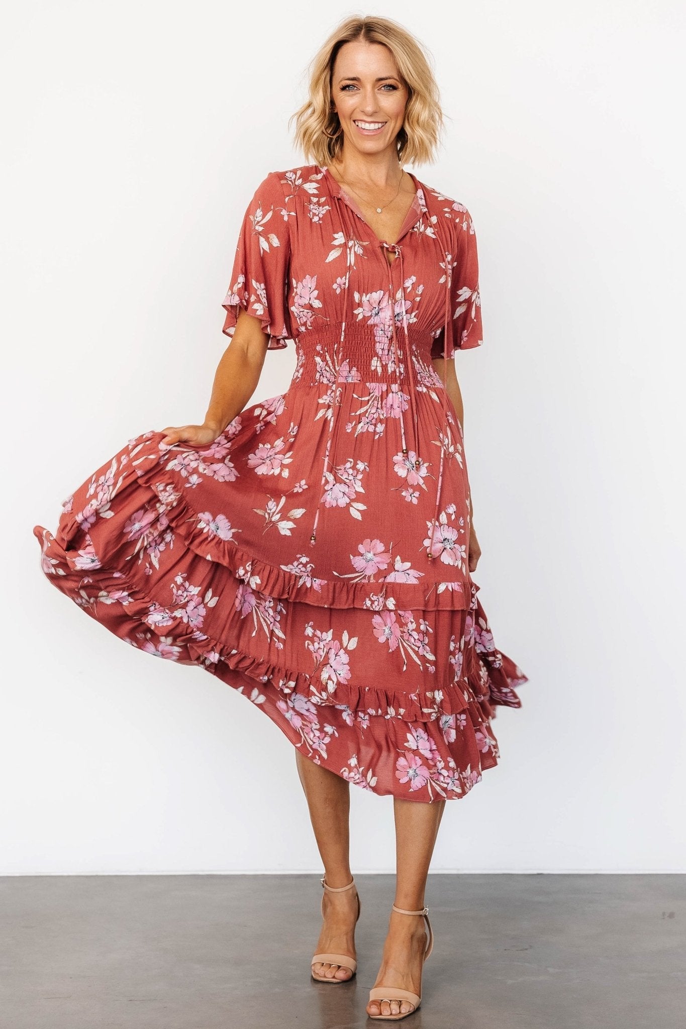 Spell Boho Midi Dress | Terracotta Floral