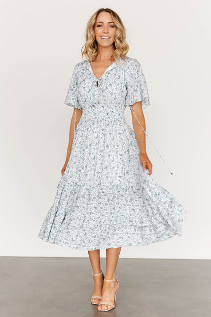 Spell Boho Midi Dress | White + Sage