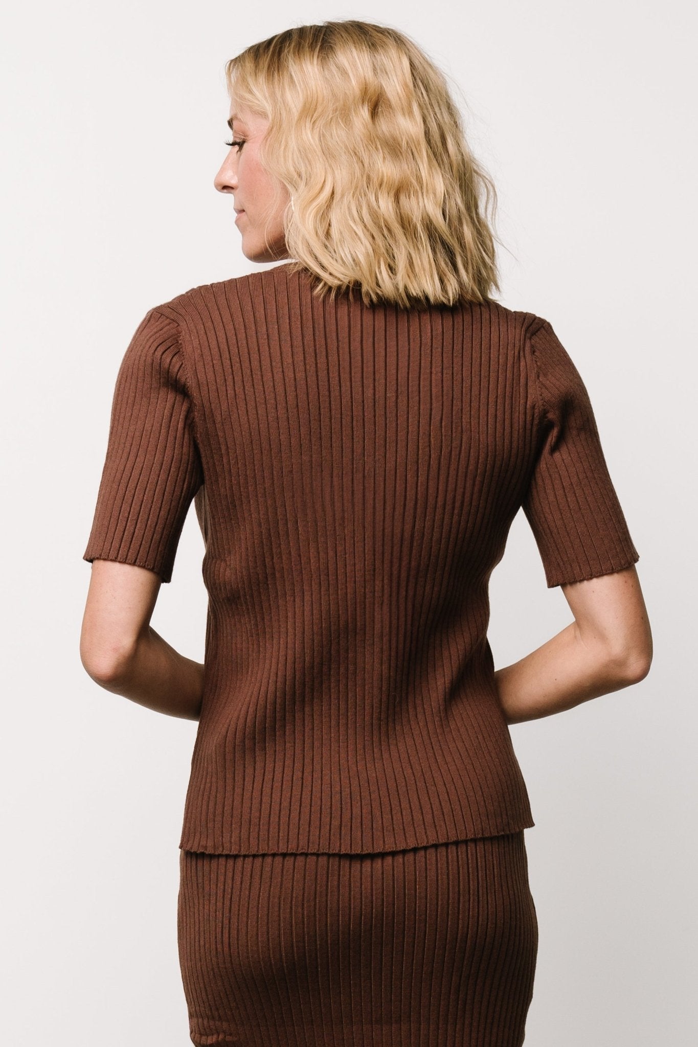 Stormi Ribbed Sweater Top | Brown