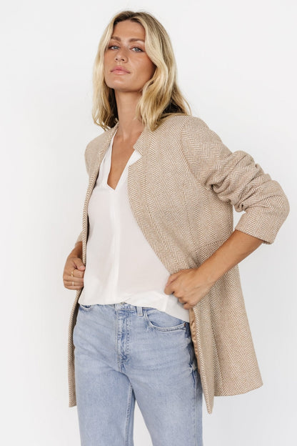 Stratford Open Front Blazer | Natural