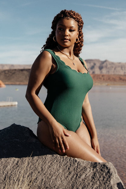 Sunshine Scalloped One Piece | Green