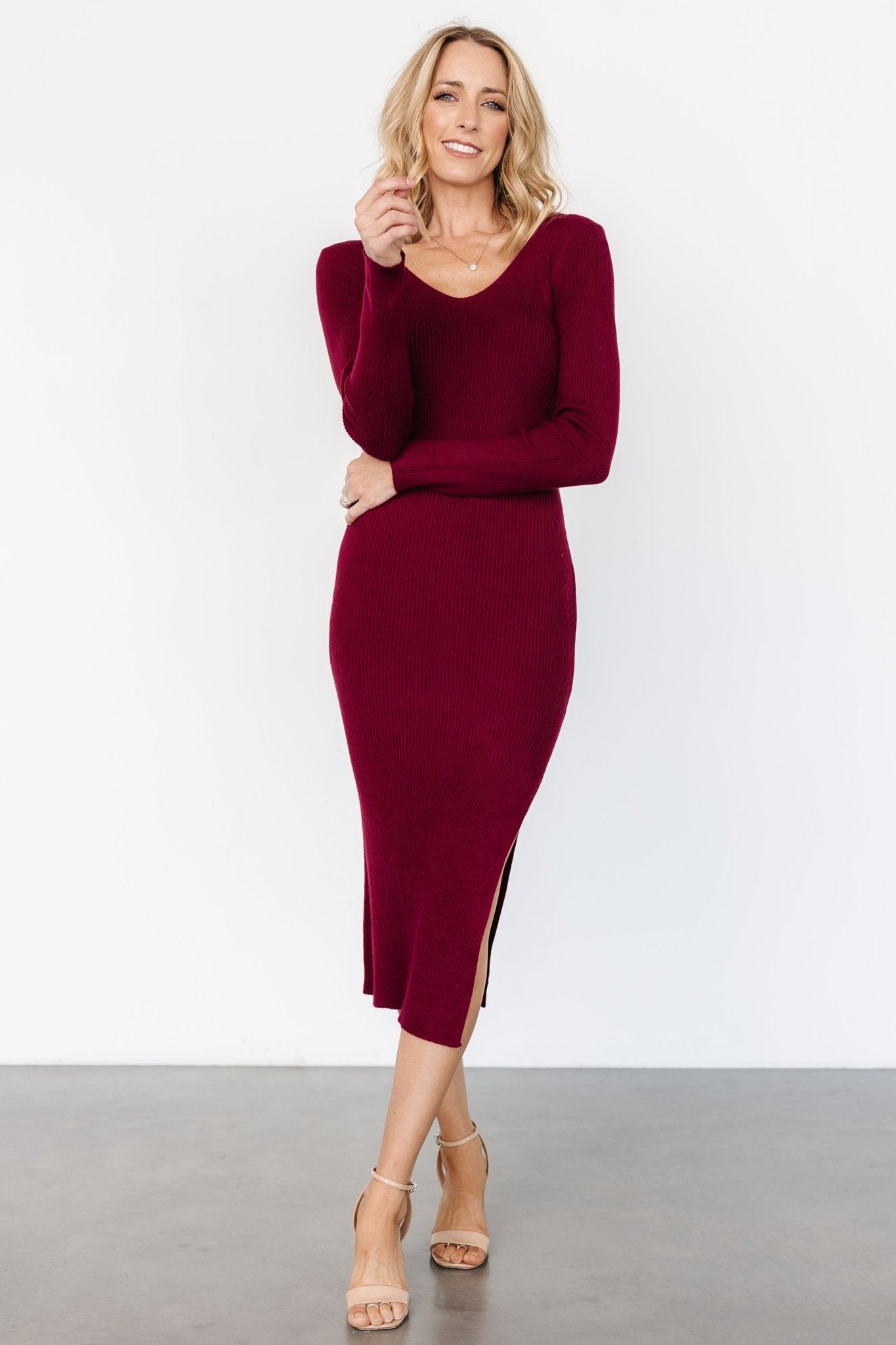 Tacey Midi Dress | Merlot