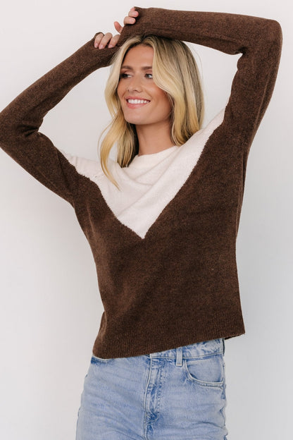 Tanner Sweater | Ivory + Brown