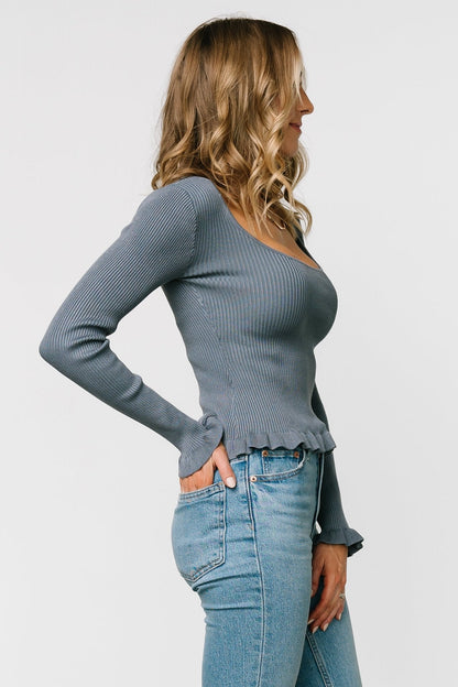 Tayla Knit Top | Slate Blue