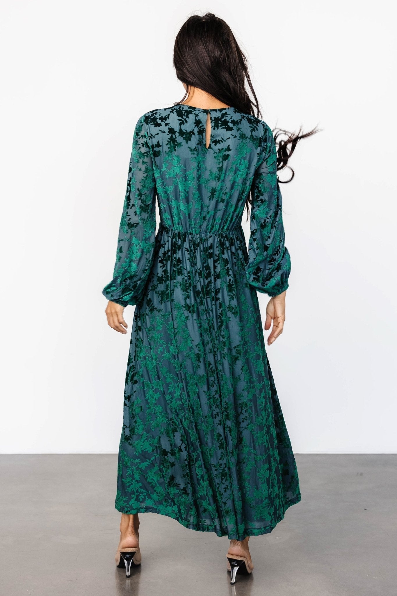 Thora Velvet Dress | Emerald Floral