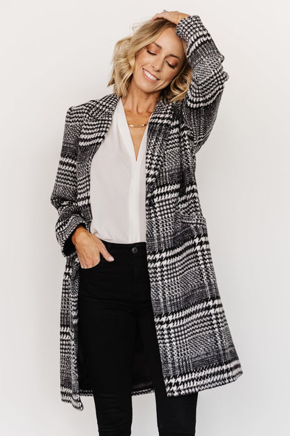 Townley Houndstooth Coat | Black + Off White