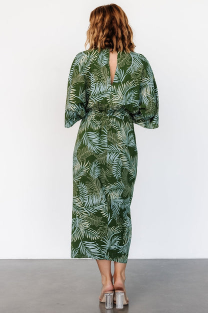 Tula Kimono Dress | Green + Blue Print