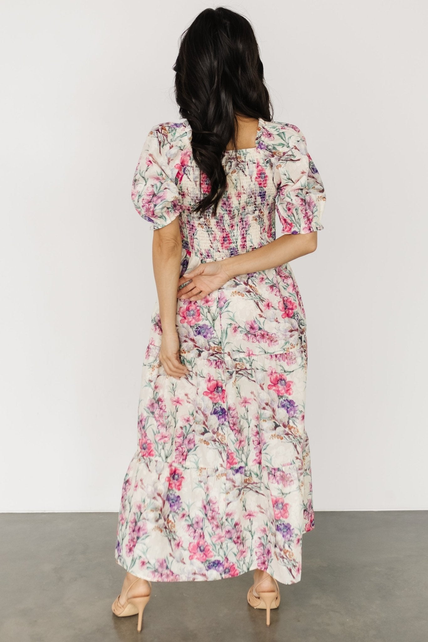 Tulsa Smocked Dress | Cream + Pink