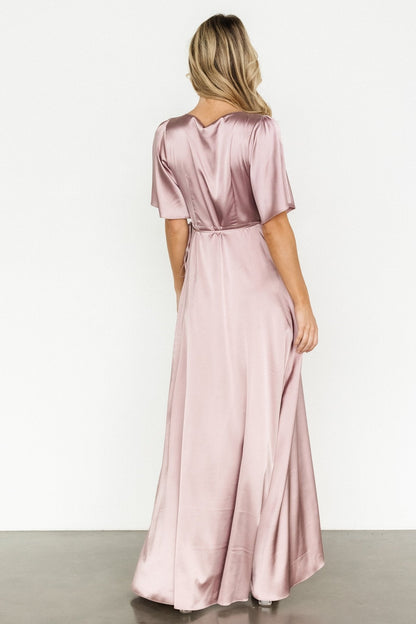 Vara Satin Maxi Wrap Dress | Lilac