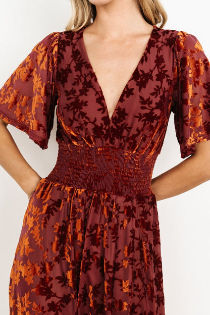 Veronica Velvet Maxi Dress | Rust