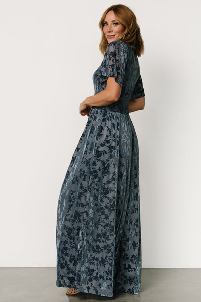 Veronica Velvet Maxi Dress | Whisper Blue
