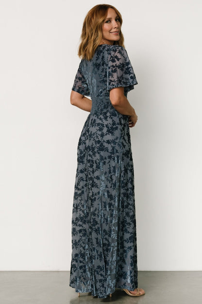 Veronica Velvet Maxi Dress | Whisper Blue