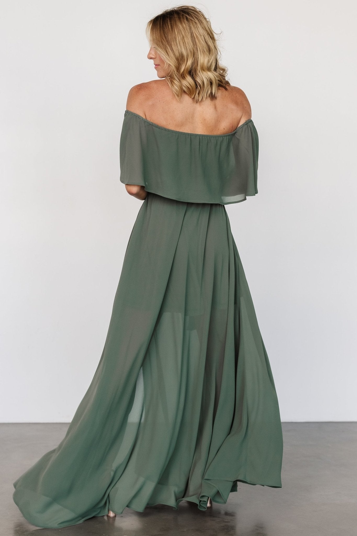Victoria Off Shoulder Maxi Dress | Dark Sage