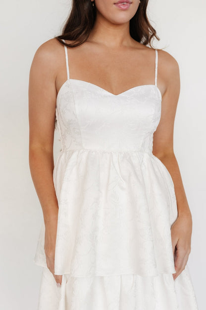 Violetta Embossed Tiered Dress | Off White