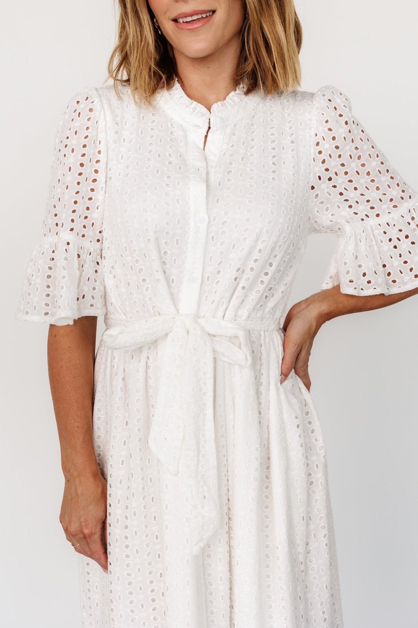 Virginia Eyelet Midi Dress | Off White