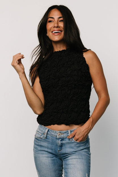 Wyn Textured Tank Top | Black